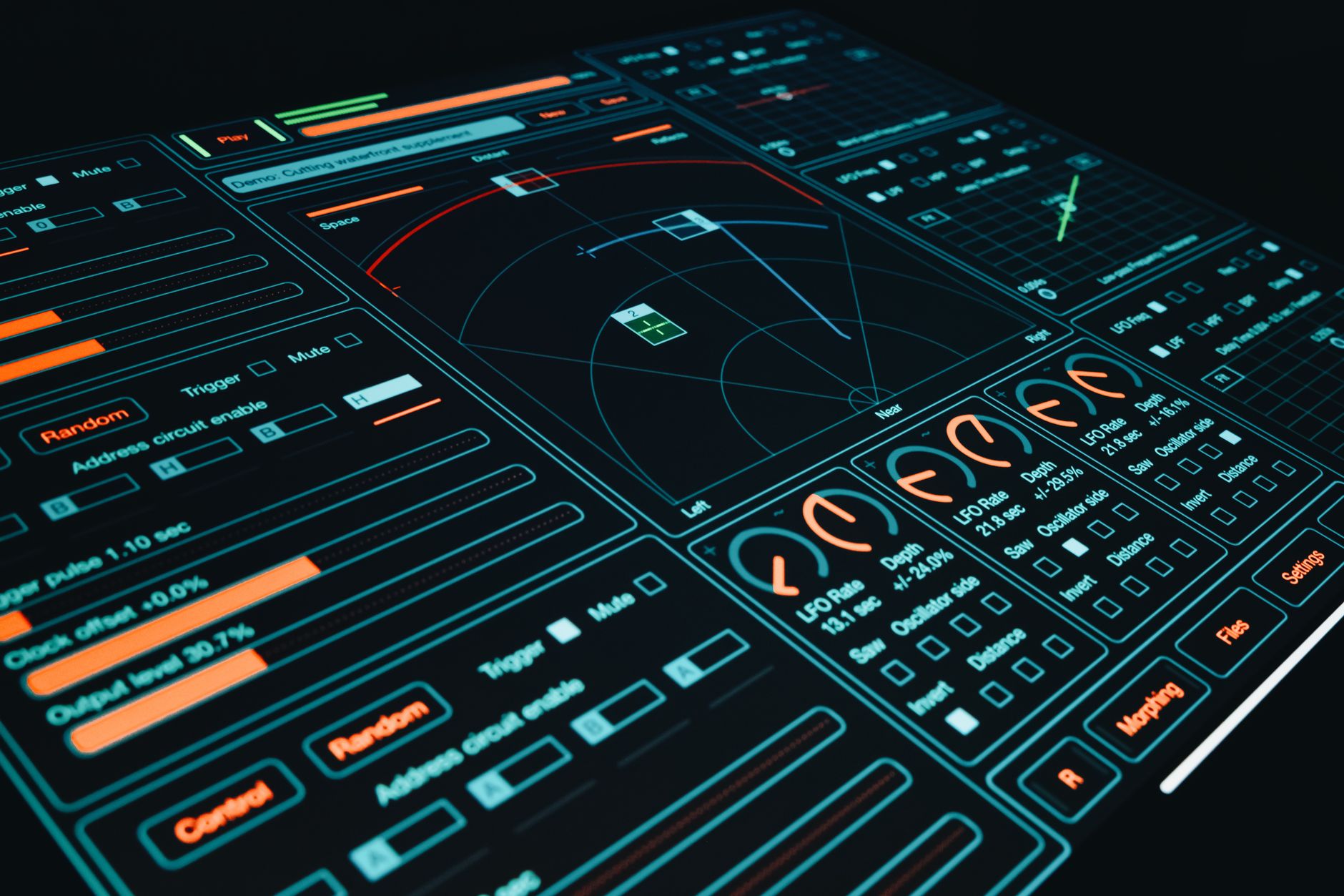 Sunset Foundry build screen in futuristic cyberpunk aesthetics
